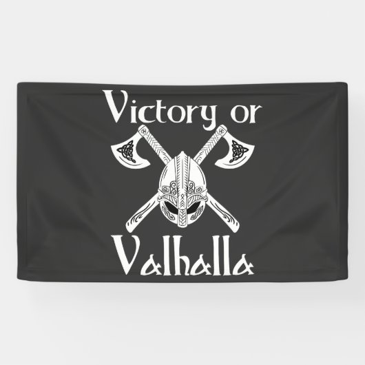 Overwinning voor Valhalla - Helm en Ax Spandoek (Horizontaal)
