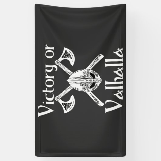 Overwinning voor Valhalla - Helm en Ax Spandoek (Verticaal)