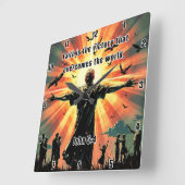 Overwinningen: wereld door geloof vierkante klok (Hoek)