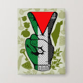 Overwinningshand weerstands rode driehoek symbool button (Voorkant)