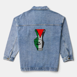 Overwinningshand weerstands rode driehoek symbool denim jacket