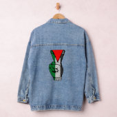 Overwinningshand weerstands rode driehoek symbool denim jacket (Hangar)