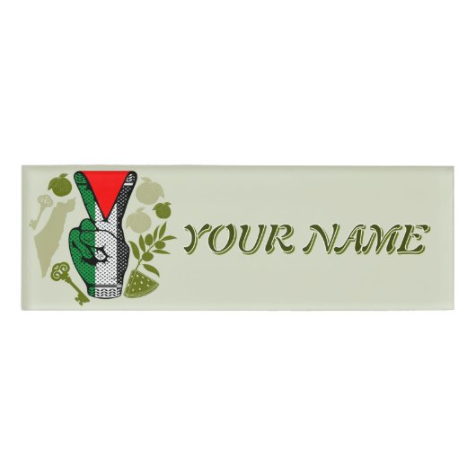 Overwinningshand weerstands rode driehoek symbool naambadge (Voorkant)