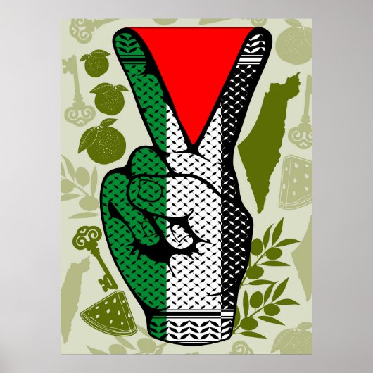 Overwinningshand weerstands rode driehoek symbool poster (Voorkant)
