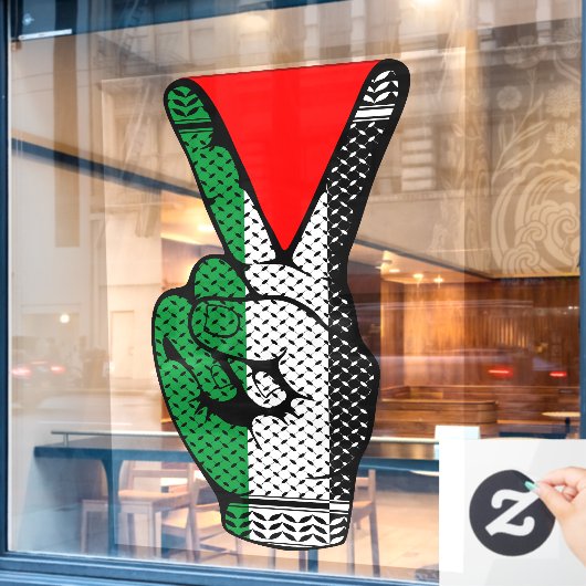 Overwinningshand weerstands rode driehoek symbool raamsticker (Cafe Raam)