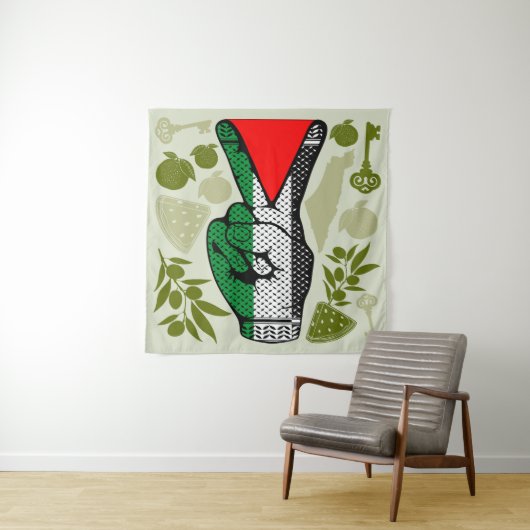 Overwinningshand weerstands rode driehoek symbool wandkleed (In situ)