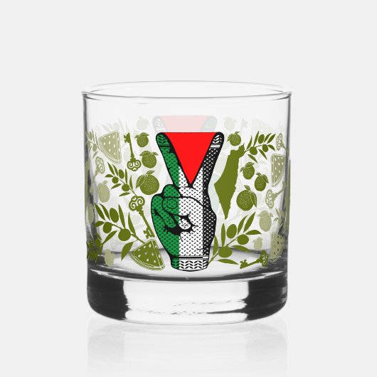 Overwinningshand weerstands rode driehoek symbool whisky glas (Voorkant)
