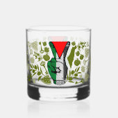 Overwinningshand weerstands rode driehoek symbool whisky glas (Achterkant)