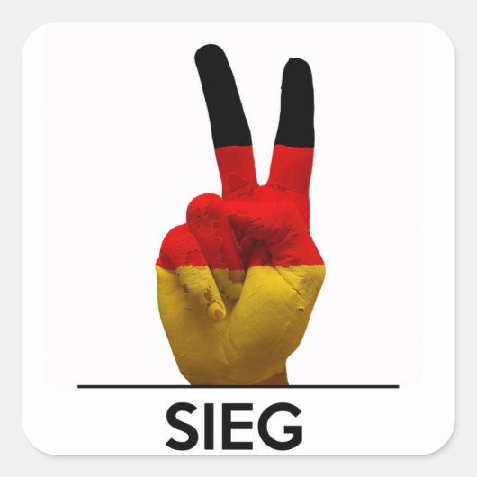 overwinningssymbool duitsland sieg duitse tekst vierkante sticker (Voorkant)