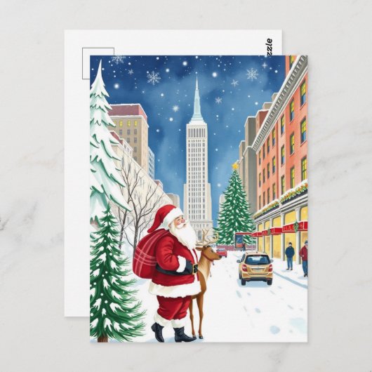 Overwinteren in New York City in Manhattan Santa T Briefkaart (Voorkant / Achterkant)