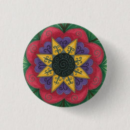 Overwoekerde mandala ronde button 3,2 cm