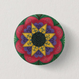 Overwoekerde mandala ronde button 3,2 cm