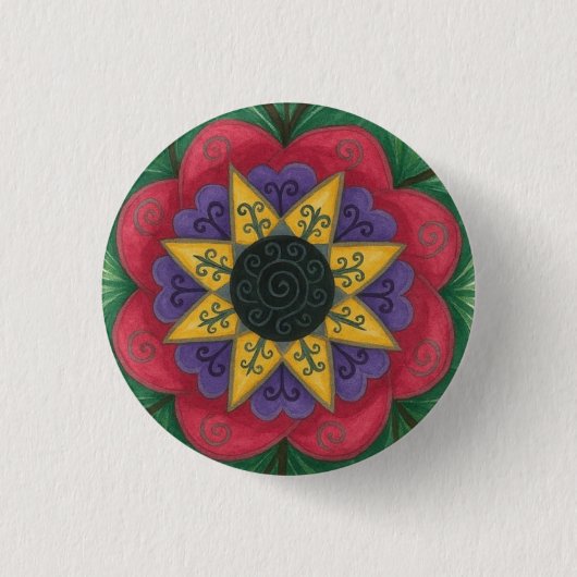 Overwoekerde mandala ronde button 3,2 cm (Voorkant)