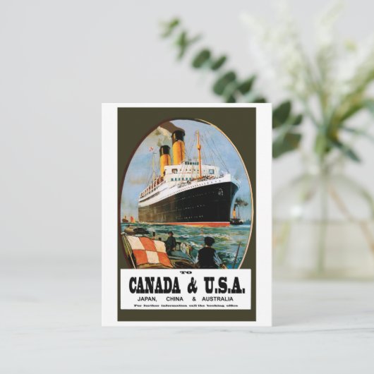 Overzee-cruiseschip naar Canda en de Verenigde Sta Briefkaart (Staand voorkant)