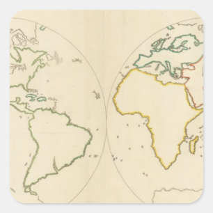 Overzicht 2 van de wereldkaart vierkante sticker