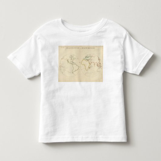 Overzicht 2 wereldkaart kinder shirts (Voorkant)