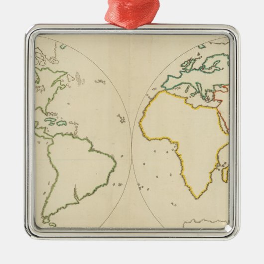 Overzicht 2 wereldkaart metalen ornament (Voorkant)