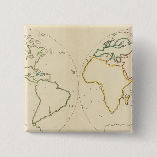 Overzicht 2 wereldkaart vierkante button 5,1 cm (Voorkant)