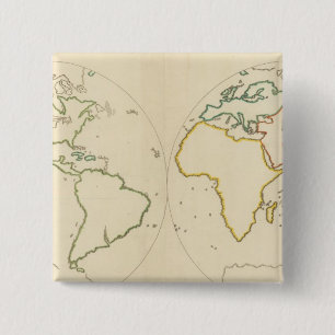 Overzicht 2 wereldkaart vierkante button 5,1 cm