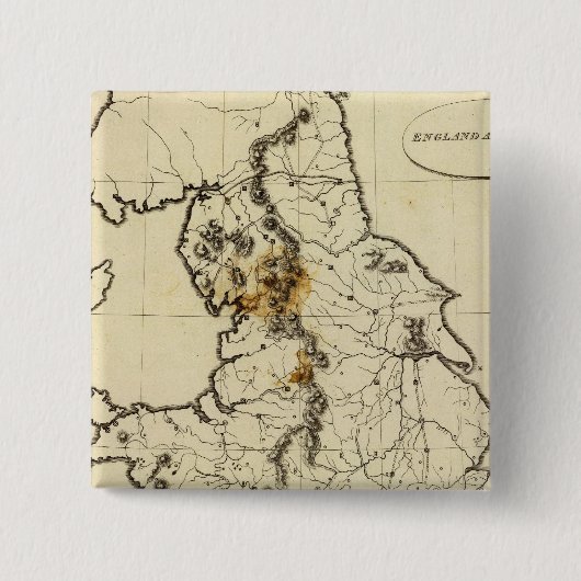 Overzicht Engeland, Wales Vierkante Button 5,1 Cm (Voorkant)