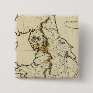 Overzicht Engeland, Wales Vierkante Button 5,1 Cm
