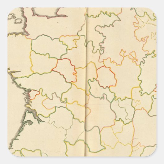 Overzicht Franse deelsectoren Vierkante Sticker (Voorkant)