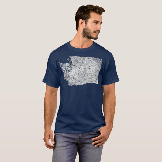 Overzicht Groeiing Washington State Tree Rings T-shirt (Voorkant volledig)