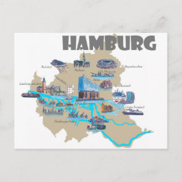 Overzicht Hamburg-kaart Briefkaart