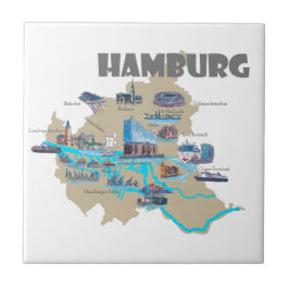 Overzicht Hamburg-kaart Tegeltje