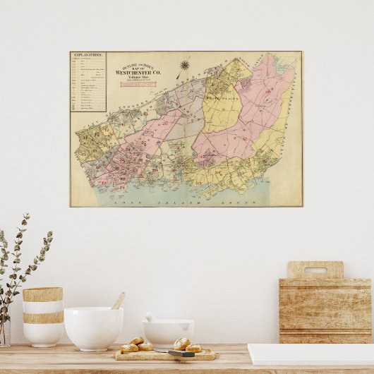 Overzicht, indexkaart Westchester County Poster (Keuken)