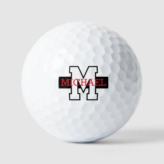 Overzicht monogram en naam golfballen (Voorkant)