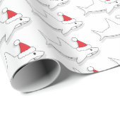Overzicht Shark Santa Hat White Kerstfeestdag Cadeaupapier (Rol Hoek)