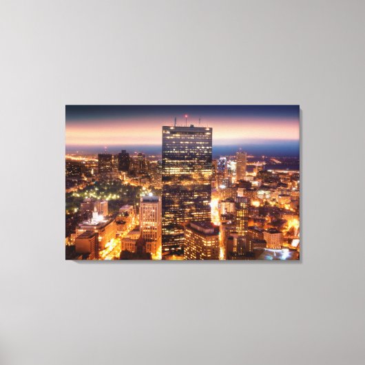 Overzicht van Boston 's nachts Canvas Afdruk (Voorkant)