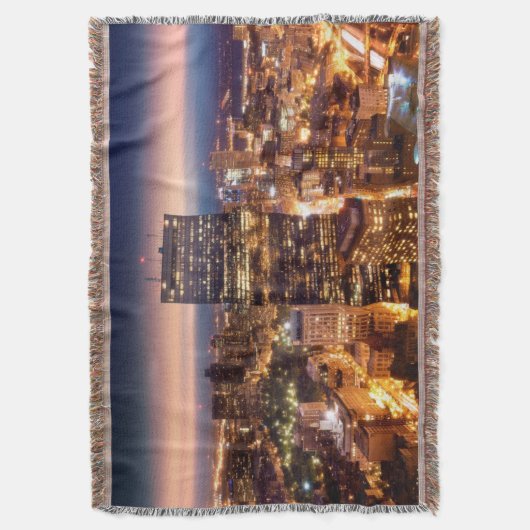 Overzicht van Boston 's nachts Deken (Voorkant Verticaal)