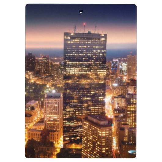 Overzicht van Boston 's nachts Klembord (Achterkant)