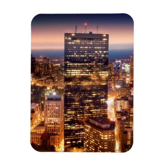 Overzicht van Boston 's nachts Magneet (Verticaal)