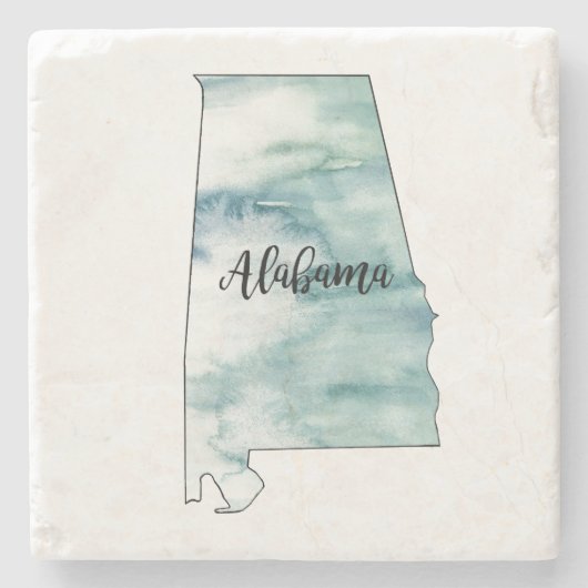 Overzicht van de illustratie van de staat Alabama Stenen Onderzetter (Voorkant)
