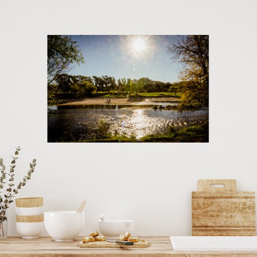 Overzicht van de oevers van een rivier met duideli (Keuken)