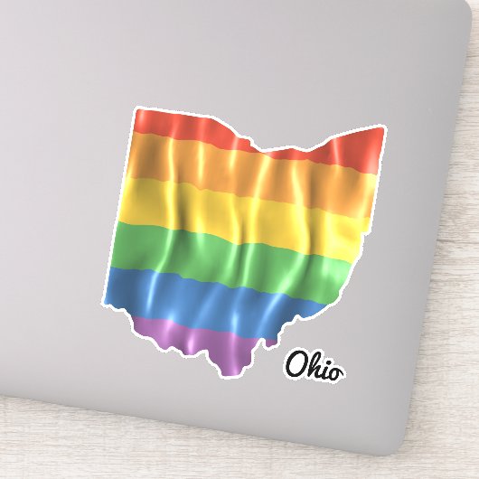 Overzicht van de regenboogvlag Ohio OH Sticker (Detail)