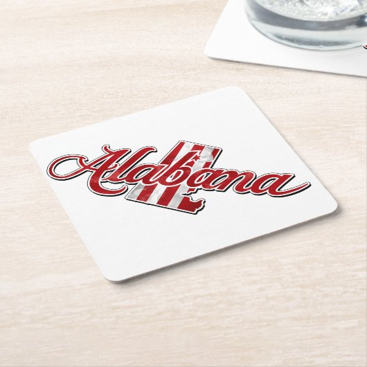 Overzicht van de staat Alabama Kartonnen Onderzetters (Schuin)