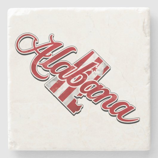 Overzicht van de staat Alabama Stenen Onderzetter (Voorkant)