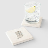  overzicht van de  staat Indiana Antiek Afbeelding Stenen Onderzetter (Zijkant)