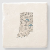  overzicht van de  staat Indiana Antiek Afbeelding Stenen Onderzetter (Voorkant)