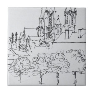 Overzicht van de stad Nantes, Frankrijk Tegeltje