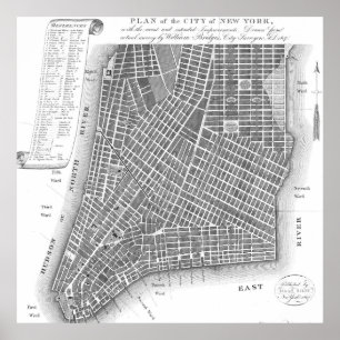  overzicht van de stad New York (1807) BW