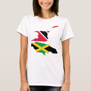 Overzicht van de Trinidad Jamaica-kaart T-shirt