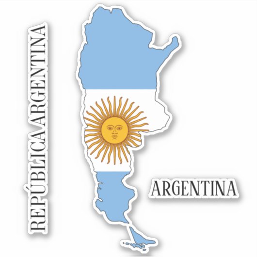 Overzicht van de vlag van Argentinië Sticker (Voorkant)