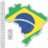 Overzicht van de vlag van Brazilië Sticker (Voorkant)
