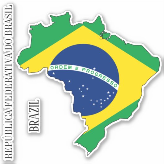 Overzicht van de vlag van Brazilië Sticker (Voorkant)
