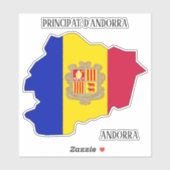 Overzicht van de vlaggenplattegrond Andorra Sticker (Vel)